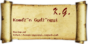 Komán Gyöngyi névjegykártya